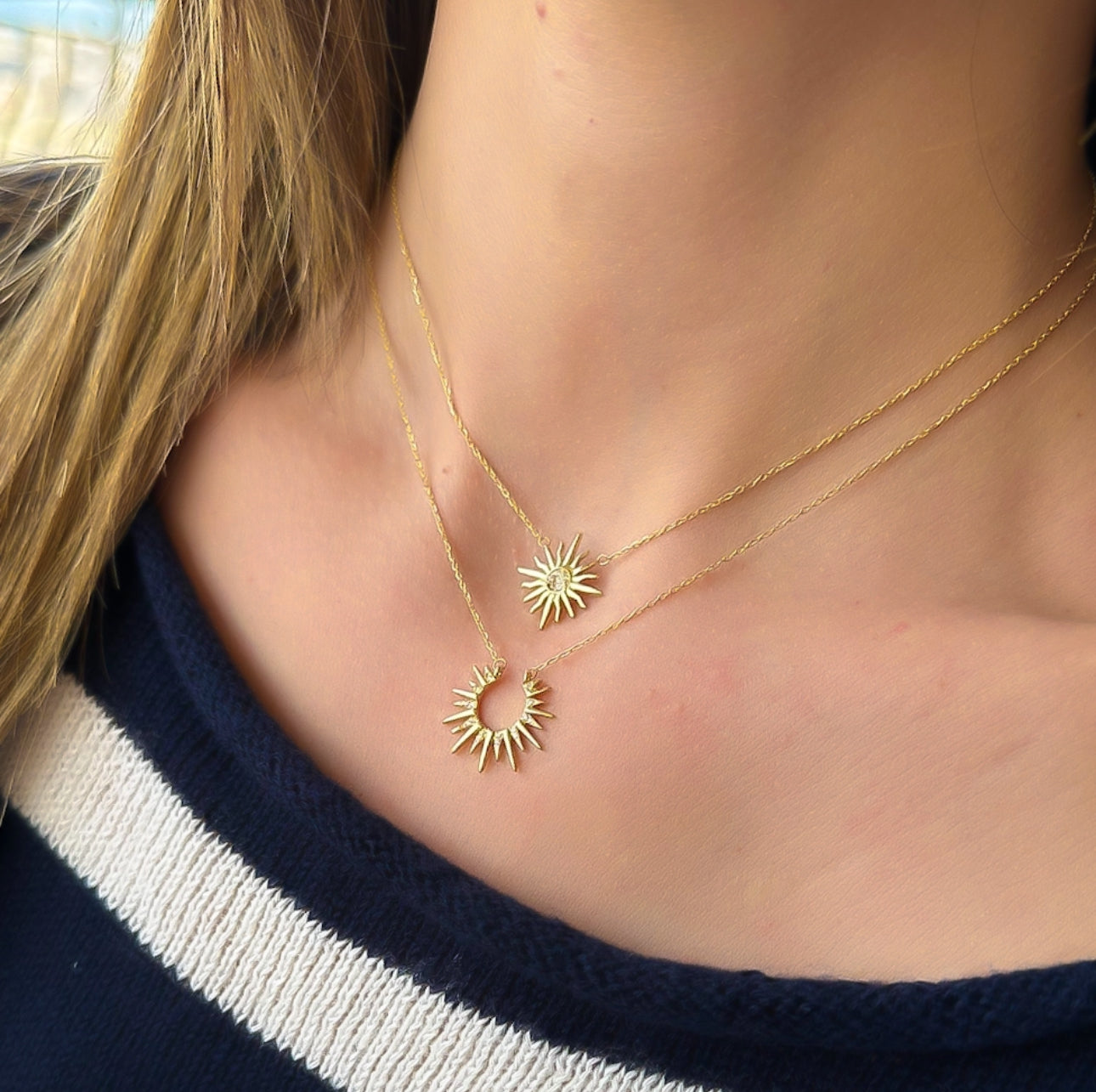 Sun necklace with zircone
