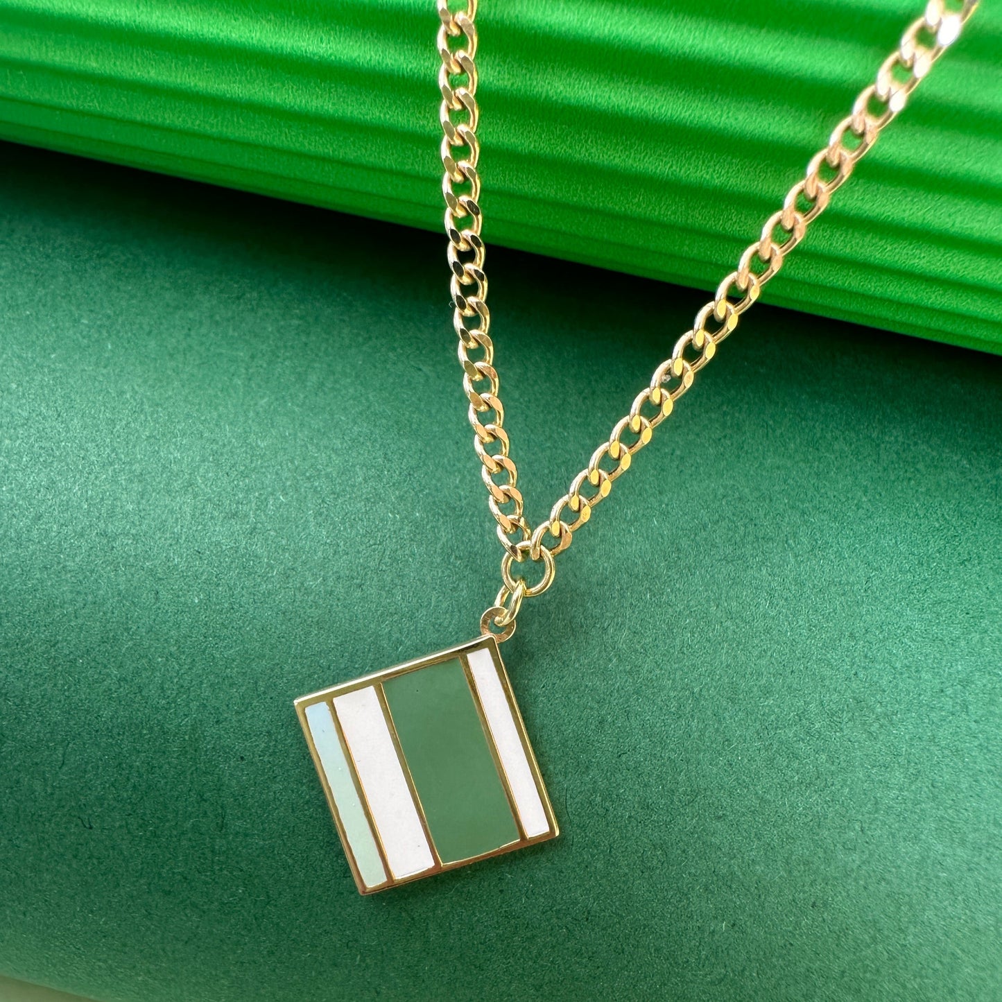 Enamel  square necklace